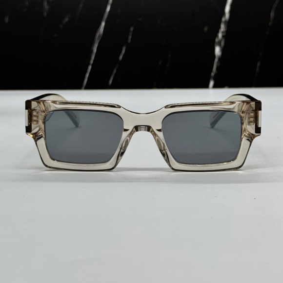 NEW SL572 003 SAINT LAURENT BEIGE GREY SL 572 003 SQUARE UNISEX SUNGLASSES - Picture 3 of 10